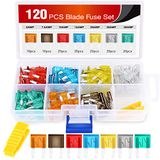 Nilight 120 stuks Blade zekeringen assortiment 5, 7,5, 10, 15, 20, 25, 30 AMP Regular Mini ATM/APM Blade zekeringen voor auto's, vrachtwagens, boten, auto's, 2 jaar garantie