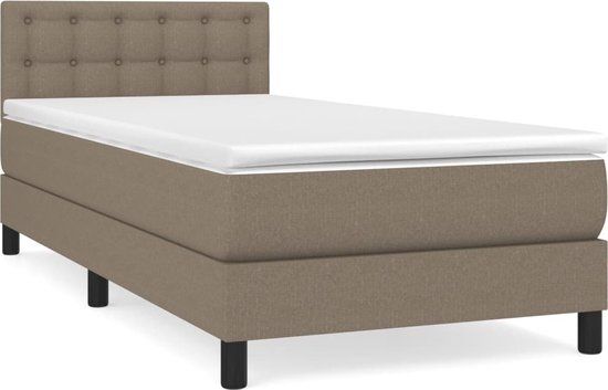 vidaXL Boxspring met matras stof taupe 90x190 cm