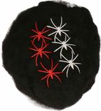 Boland Decoratie spinnenweb/spinrag met spinnen - 4x - 100 gram - zwart - Halloween/horror thema versiering