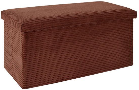 Home Deco Factory Poef/hocker Cocoonen - opvouwbaar - stof - bruin terracotta - MDF/polyester - 76 x 38 cm