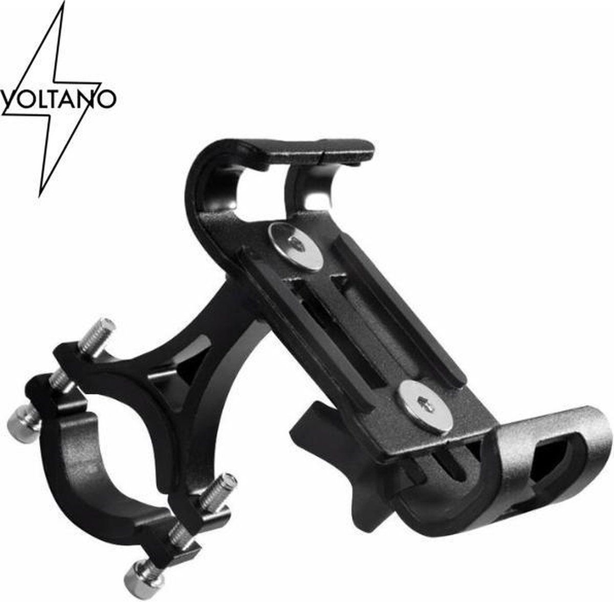 Voltano Telefoonhouder Fiets - Roestvrij Aluminium - Universeel - 360 ° Graden Draaibaar - Zwart