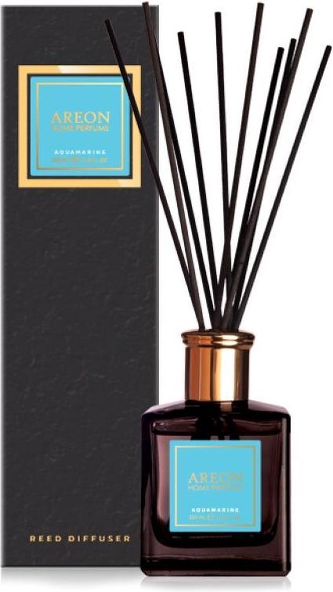 AREON Aquamarine premium - huisparfum - geurstokjes - cadeau - luxe huisparfum - zwarte interieurparfum - Luxe cadeau unisex
