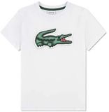 Lacoste Jongens T-shirt Wit Katoen Ronde Hals Korte Mouw