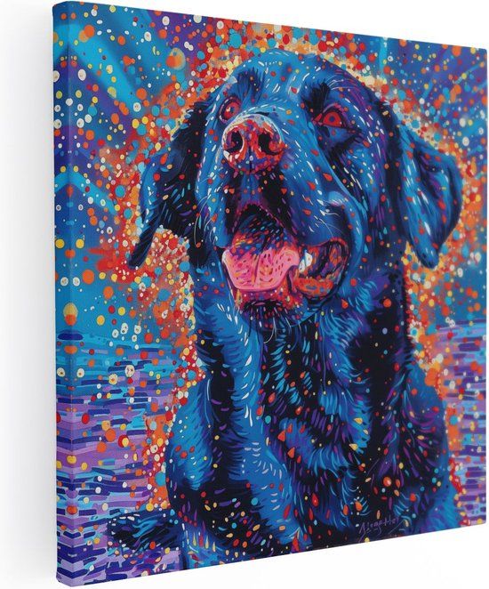Artaza Canvas Schilderij Zwart Labrador Retriever - 70x70 cm - Canvas Print