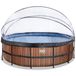 Exit Wood Piscine Ø488x122cm avec Couverture et Pompe à Sable - Brun