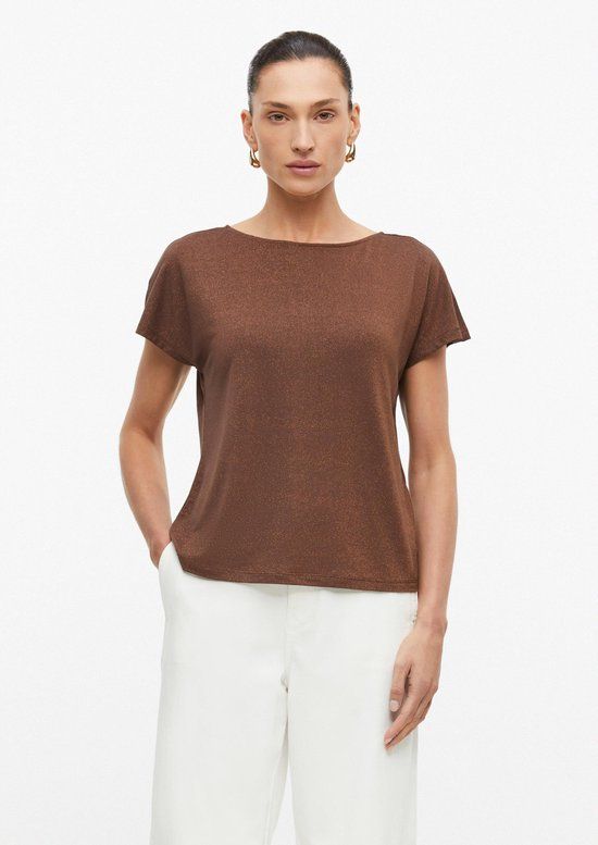 s.Oliver BLACK LABEL s.Oliver T-shirt Vrouwen Maat 46 Donkerbruin Viscose Korte Mouw Ronde Hals