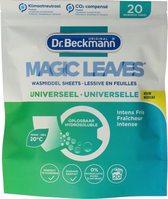 Dr. Beckmann Magic Leaves Wasstrips Universeel - 20 Wasbeurten - Witte en Gekleurde Was