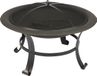 Spies Trading Grand brasero – Ø 76 x 53 cm – Avec pare-étincelles & grille à bois – Bassin à feu pour jardin, terrasse & camping – Élégant foyer extérieur noir en métal – À bois – Noir mat