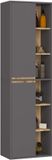 Akord Hangende Badkamerkast Kolomkast VAMI W50 met 2 Deuren en 10 Planken / Grafietgrijs - Artisan Eik / 50x170x30 cm
