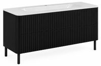 3E 3xE living.com 3xE living Badkamermeubel 120 cm, zwart, met wastafel, zwarte poten