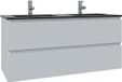 Saniclass Chaci Badkamermeubelset - 120x46x55cm - keramische wastafel zwart - 2 wasbakken - 2 kraangaten - 2 lades - mat wit
