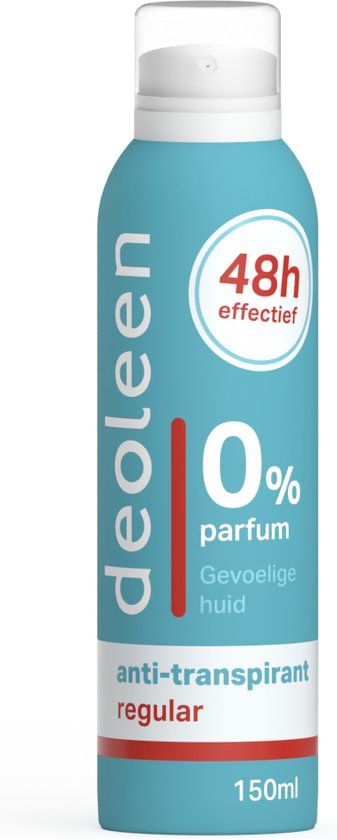 Deoleen Anti-transpirant Aerosol Regular 150 ml - 48 uur effectief - 0% parfum