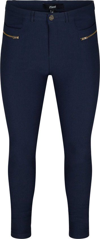 Zizzi JEVA - Nauwsluitende broek met rits details - Dames - Maat XL (48) - Donkerblauw