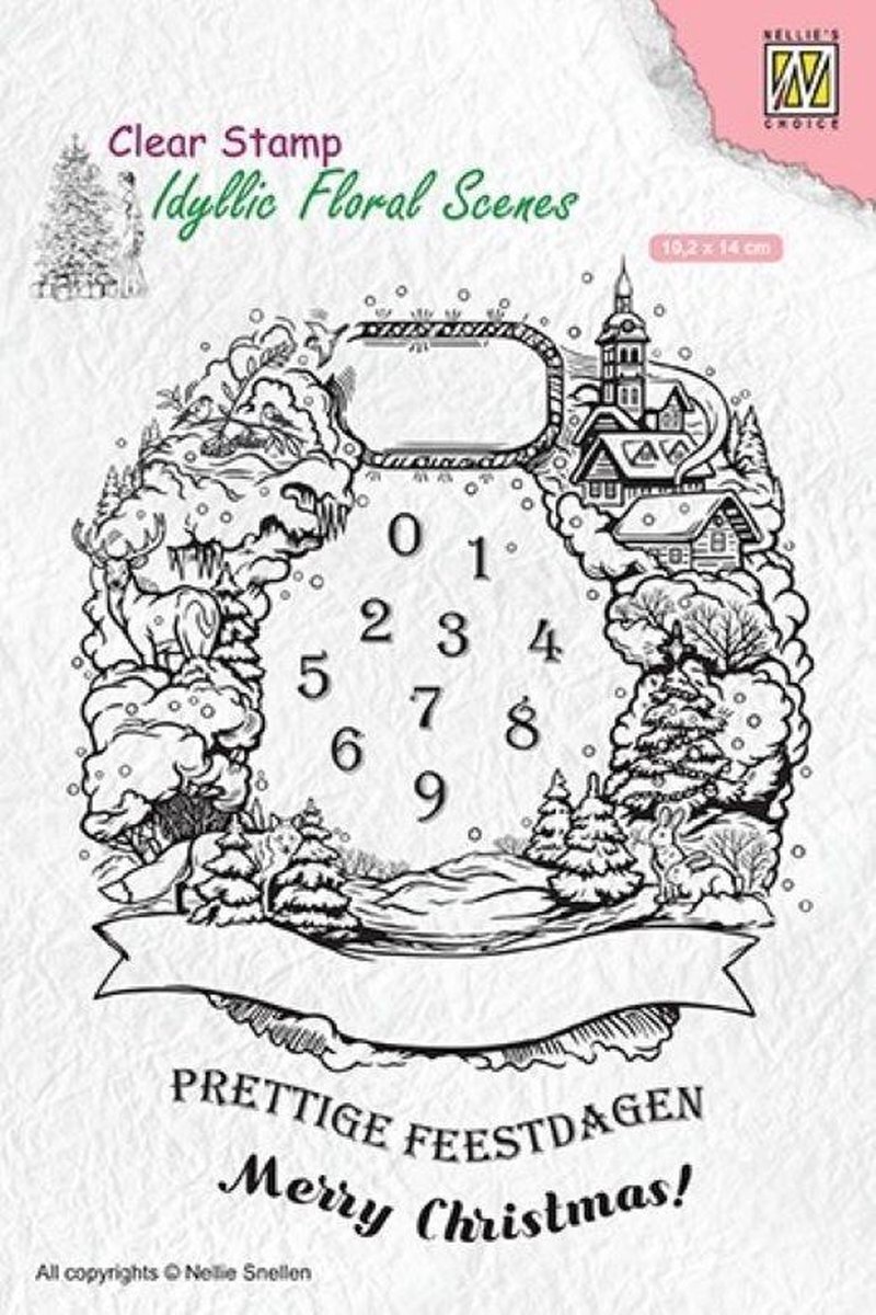 Nellie`s Choice IFS020 Clearstamps Nellie Snellen Christmas Wreath - Idyllic Floral Scenes - advent krans stempel kerstmis