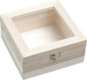 Knorr Prandell Box 15,5 x 15,5 x 7,5 cm, met klapdeksel en sluiting met kunststof venster 3,5 x 3,5 cm, bruin