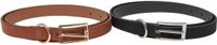 Urban Classics Slim Synthetic Velour Leather 2Pack Belt L/XL Black/Silver