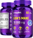 Suplint Lion's Mane Pruikzwam Extract – 60 Capsules – Hericium Erinaceus Mushroom Extract Supplement – Hoog gedoseerde Paddenstoelen Capsules – 10.000 mg Dagdosering Equivalent – Vegan Superfood - voor 30 Dagen - Lions Mane - Suplint
