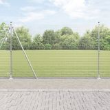 vidaXL Gelast hekwerk met betonnen voetstuk, 25 x 1,6 meter, zilverkleurig