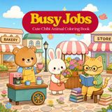 Busy Jobs: A Cute Chibi Animal Coloring Book Featuring Adorable Everyday Careers, Cozy Workplaces, and Relaxing Scenes for Adults and Teens | 35 colouring pages, 8.5× 8.5 inch