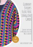 Granny Melu Crochet Granny Stripes Flexi Hexi Longline Cardi UK Terminology: Crochet Pattern