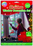 Creative Craft Group Kerst raamstickerset decoratie 3 x A4 met stift voor kinderen.