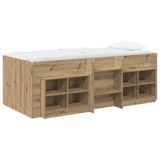 vidaXL Loft Bed Frame met Kast 3 st Artisanaal eiken Bewerkt hout