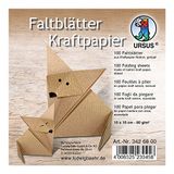 Ursus 3426800 - vouwbladen kraftpapier, ca. 10 x 10 cm, van natron kraftpapier, 80 g/m², 100 vellen, geribbeld, voor kleine en grote origami kunstenaars, ideaal voor creatieve knutselwerken