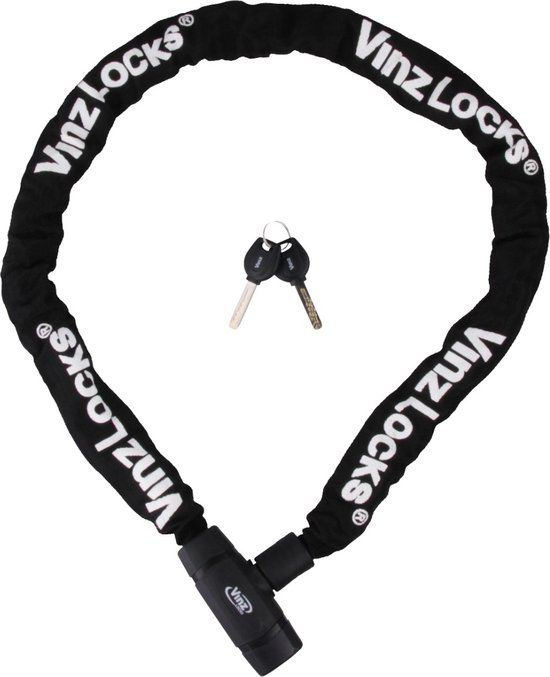 VINZ Olympus Kettingslot - Fietsslot met Vaste Kop 8mm - 120cm - Zwart