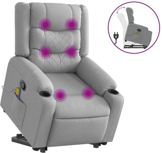 vidaXL Sta-op-massagestoel verstelbaar stof lichtgrijs