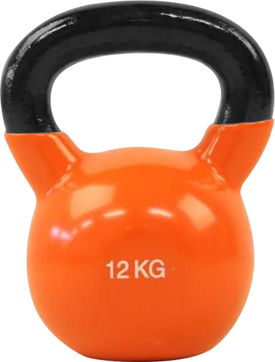 Focus Fitness - Kettlebell - 12 KG - Gietijzer - Vinyl coating - Oranje - Gewichten