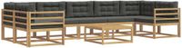 vidaXL - Chaise longue loungeset - 7 zitplekken - Wit en antracietkleurig - Acacia hout