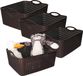 PLASTICFORTE Opbergmandje/kastmandje - 4x - 11 liter - donkerbruin - kunststof - 35 x 28 x 16 cm - nestbaar