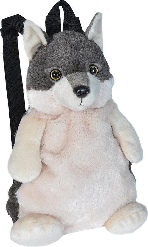 Wild Republic Pluche wolf rugzak/rugtas knuffel 33 cm