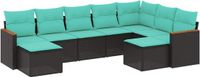 vidaXL - 9-delige - tuinbankset - met - kussens - van - zwart - polyrotan