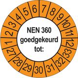 Keuringsstickers Ricard Keuringsstickers NEN 360 Goedgekeurd tot 2027 | 50 stuks, Ø 35 mm | Buiten Oranje