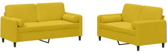 vidaXL 2-delige Loungeset met kussens fluweel geel