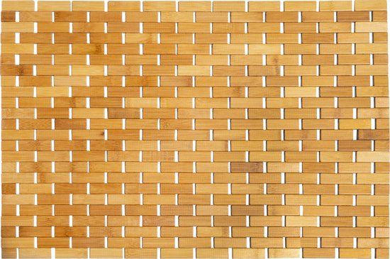 QUVIO Badmat van bamboo 70 x 50cm - Oprolbare anti-slip badmat hout - Bruin