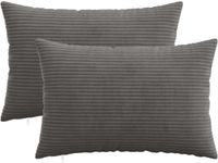 vidaXL - Kussensloop - 2 pcs - HEERLEN - Donkergrijs - 40 x 60 cm - corduroy