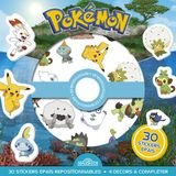 Pokémon - Pochette de stickers épais repositionnables – Défis et cherche-et-trouve à créer ! – Pochette de 30 autocollants épais et repositionnables ... épais repositionnables, 4 décors à compléter