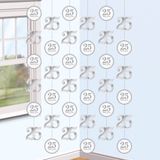 Merkloos / Sans marque Rotorspiraal 25 years - 18x - jubileum - zilver - 200 cm - hangdecoratie - versiering gordijn - getrouwd