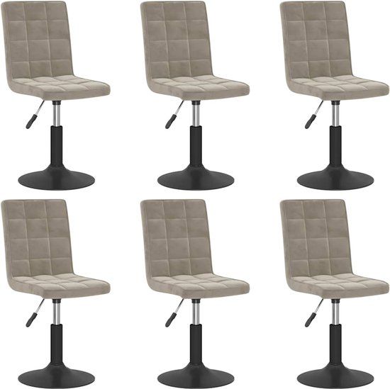 vidaXL Eetkamerstoelen draaibaar 6 stuks fluweel lichtgrijs