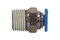 Rechte RIEGLER Rechte steekschroefverbinding »blauwe serie« mini, R 1/8 a, voor buitenslang Ø 6 mm, werkdruk max. 10 bar, kunststof/MS vern.