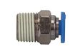 Rechte RIEGLER Rechte steekschroefverbinding »blauwe serie« mini, R 1/8 a, voor buitenslang Ø 6 mm, werkdruk max. 10 bar, kunststof/MS vern.