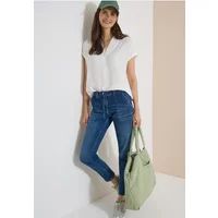 Cecil Straight Leg Jeans met riemdetail mid Blue Used wash 31