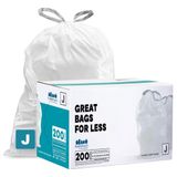 Plasticplace Witte lavendel- en zachte vanillegeurende vuilnisbakken met trekkoord │ Compatibel met code J (200 tellen) │ 10-10,5 gallon/38-40 liter │ 21" x 28"