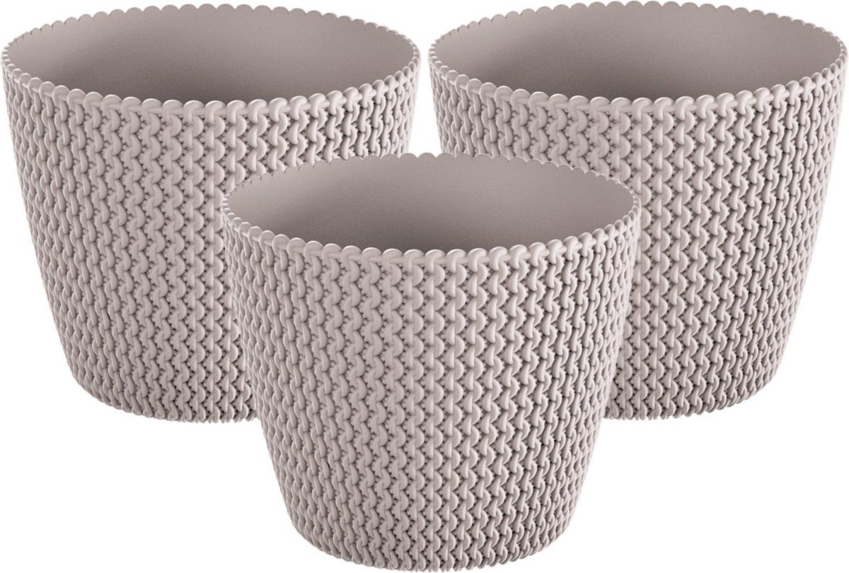 Prosperplast Set van 3 plantenpotten - Ø 16 cm - Beige/Taupe - Kunststof