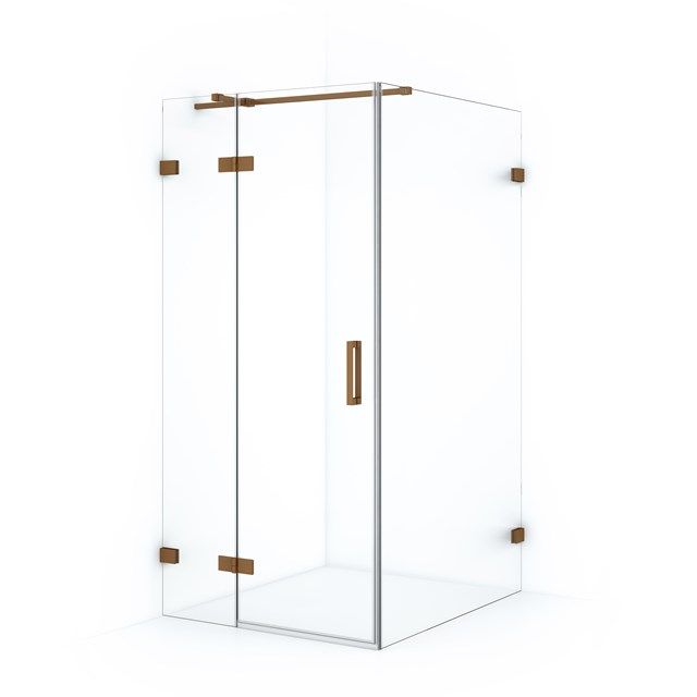 Maxaro Douchecabine Diamond 120x100cm 8mm Helder Veiligheidsglas Koper met Draaideur