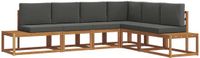 vidaXL 6-delige Buitenbank Set Massief Acacia Hout en Polyester