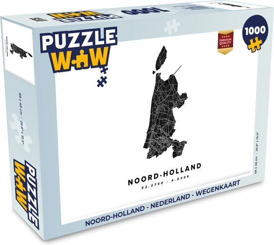 MuchoWow Puzzel Noord-Holland - Nederland - Wegenkaart - Legpuzzel - Puzzel 1000 stukjes volwassenen