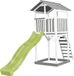 AXI Beach Tower Speeltoestel in Grijs/Wit - Speeltoren met Zandbak en Limoen Groene Glijbaan - FSC hout - Speelhuis op palen voor de tuin